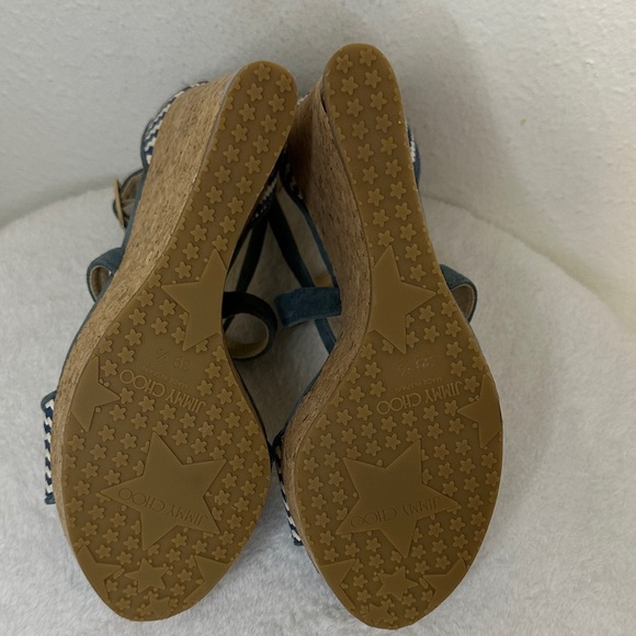 Jimmy Choo Blue and White Wedge Sandals - Picture 6 of 17